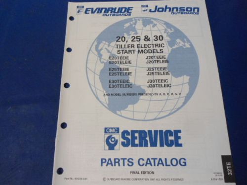 1991 omc evinrude/johnson parts catalog, 20,25 &amp; 30 tiller electric start models