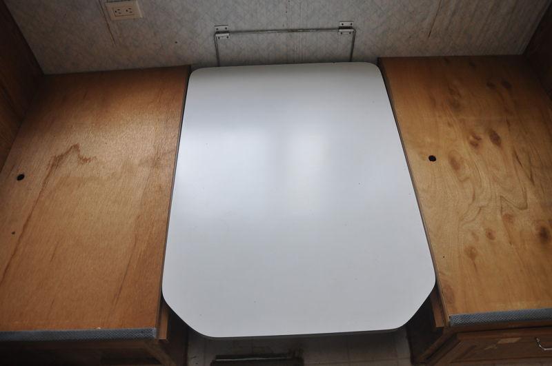 Sell Used RV Kitchen Table with Legs Fold Down for Bed and Hardware 28