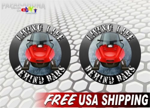 (2) living life behind bars snowmobile 5" decals ski-doo arctic cat sled sticker