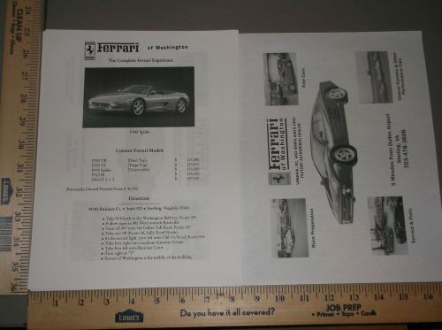 Ferrari f355 spider sales sheet brochure from washington dc lot of 10+