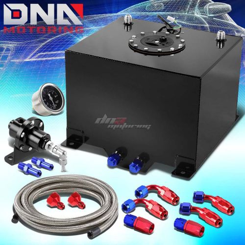 8 gallon aluminum fuel cell tank+cap+oil feed line+1:1 pressure regulator black