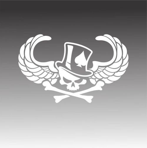 Skull and bonestop hat spade decal card player wings sticker