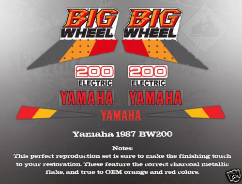 Yamaha 1987 bw200 decal graphic kit like nos