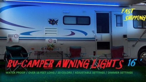 16' rv led awning lights set w/44 key remote control multi color camper coleman