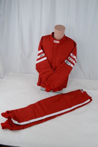 Rjs sfi 3-2a/5 classic 2 piece adult small nomex driving fire suit red &amp; white