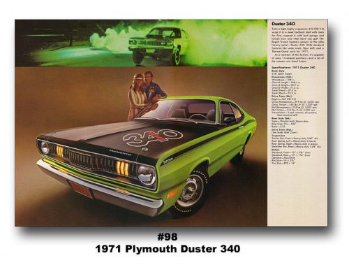 1971 plymouth duster 340 wedge ad brochure poster huge 24x36 rts mancave art 383