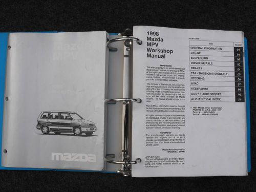 1998 mazda mpv factory workshop service shop repair manual set with wiring book