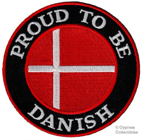 Proud to be danish iron-on embroidered biker patch denmark copenhagen flag dane