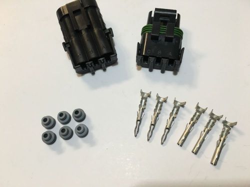 Delphi weather pack 3 pin sealed connector kit 16-14 ga includes seals and pins