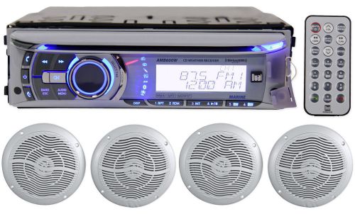 Dual amb600w marine bluetooth cd player receiver w/usb+(4) 6.5&#034; speakers+remote