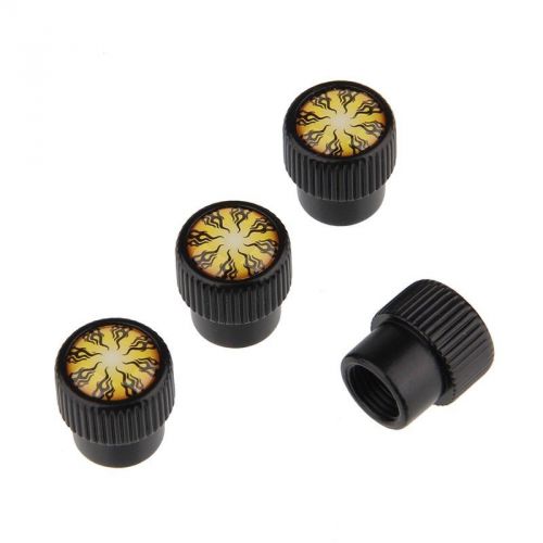 Black flame logo car wheel tire stem air valve caps styling for auto truck metal