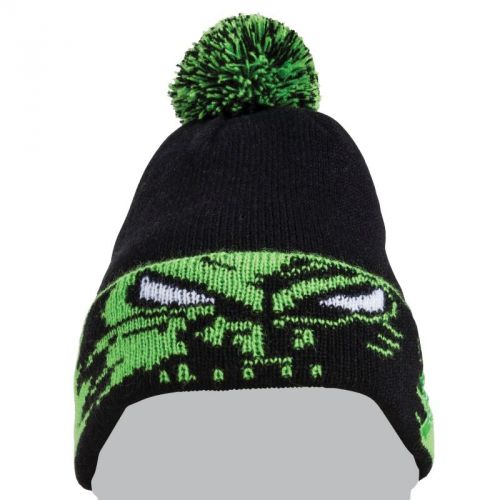 Arctic cat youth team arctic eyes beanie hat with pom – black &amp; lime – 5263-048