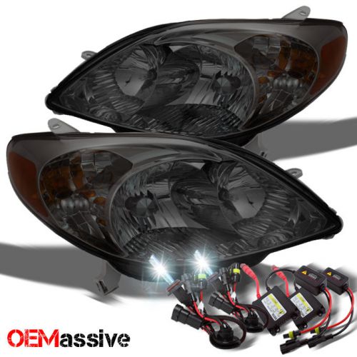 Fits 03-08 toyota matrix amber smoked headlights pair + slim ballast 6k hid