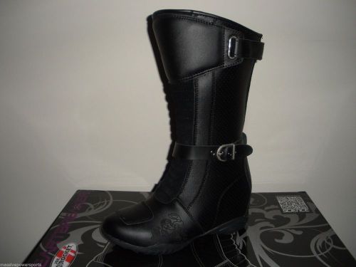 Joe rocket heartbreaker motorcycle boot black womens size 8 riding biker ladies