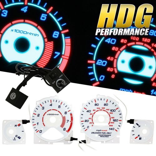 94-95 honda accord cd6 reverse indiglo overlay glow gauge face cluster w/ rpm
