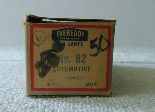 Box of 10 ge eveready miniature automotive interior lamps no 82 6-8v 6cp nos #j