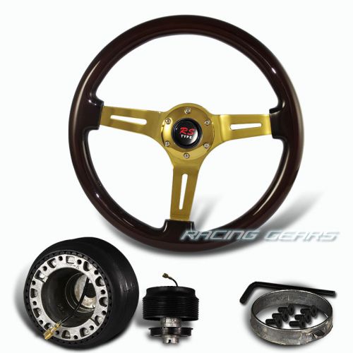 For 88-91 civic crx 90-93 integra 345mm dark wood grain steering wheel + hub kit
