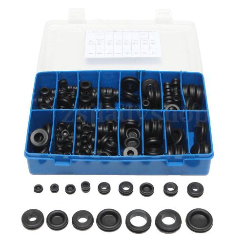 250pcs rubber grommet seals hole plug set electrical gasket assortment kit &amp; box