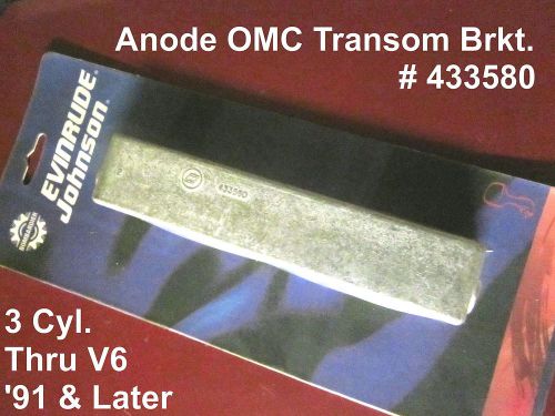 Zink anode omc 3 cyl thru v6 transom bracket &#039;91 &amp; later #433580 oem