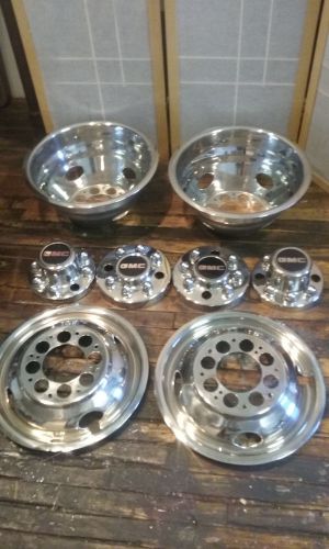 Set 16" gmc 8 lug chrome dually wheel simulators covers rv motorhome truck