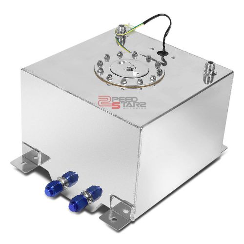 5 gallon/18.8l racing polish aluminum gas fuel cell tank+level sender 12"x12"x8"