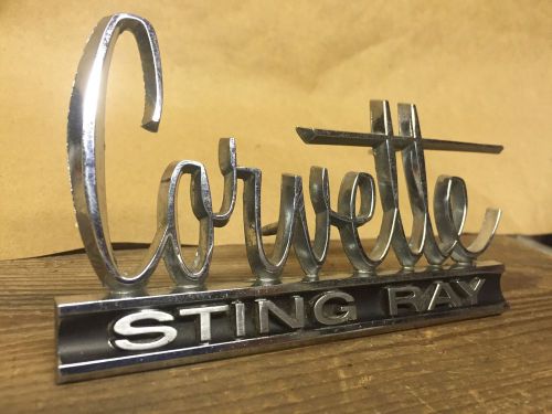 Original corvette stingray front hood or rear trunk deck emblem 1966-1967 oem