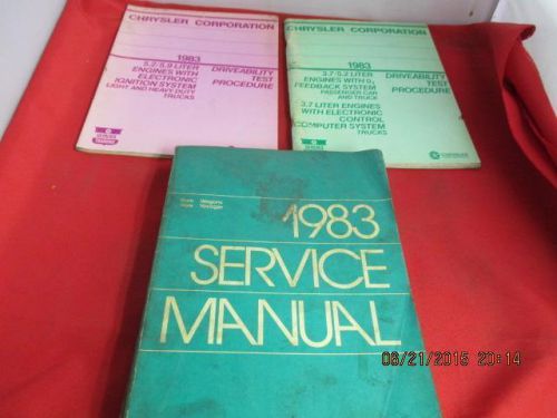 Lot of 3 1983 service manuals ram vans wagons voyager 5.2l 5.9l 3.7l