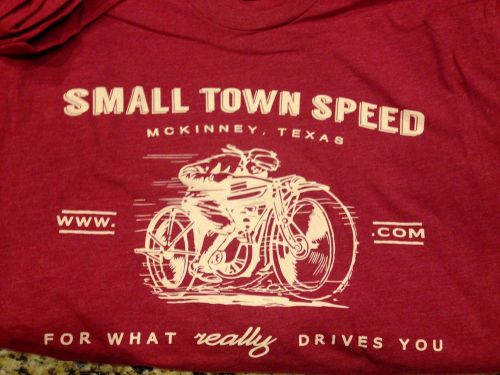 Small cardinal red heathered small town speed retro style motorcycle tee. s xs