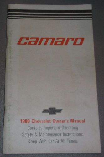 1980 chevrolet camaro owners manual original