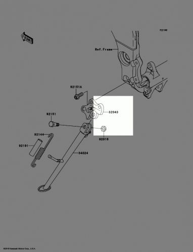 2010 kawasaki ninja zx-10r oem stand(s): f.s.black side stand bracket