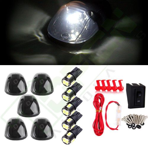 Set of 5 smoke roof top running light + interior t10 led for 99-02 dodge ram