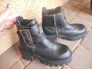 Harley davidson motorcycle womens leather boots w buckle &amp; zipper sz 7 mod 82070