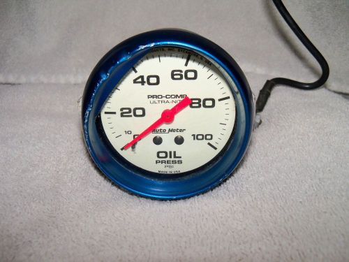 Autometer 4521 ultra-nite oil pressure gauge 2 5/8&#034; in dash with sending unit