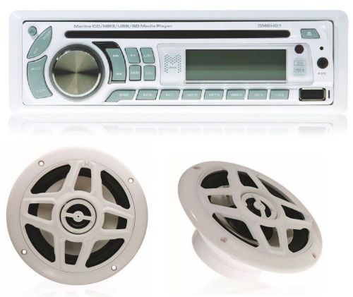 Marine head unit cd player radio stereo cd mp3 usb sd + 6.5&#034; speakers cm8h01pk