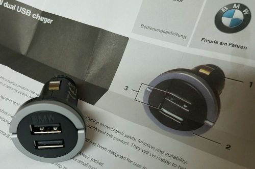 Bmw dual usb cigarette lighter charger iphone ipod charging adaptor new oem