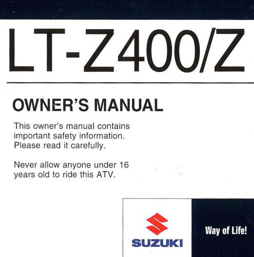 2012 suzuki lt-z400/z quadsport atv owners manual -lt-z400-ltz400-quad sport
