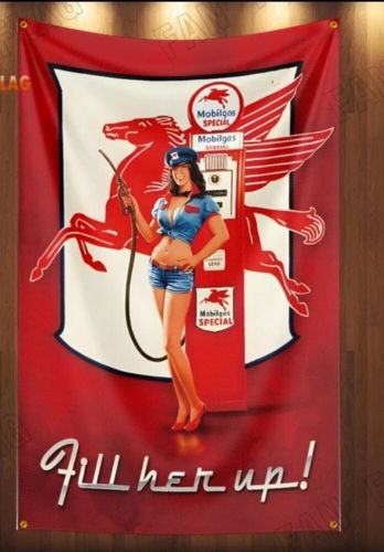 Mobil workshop/mancave advertising fan flag/banner