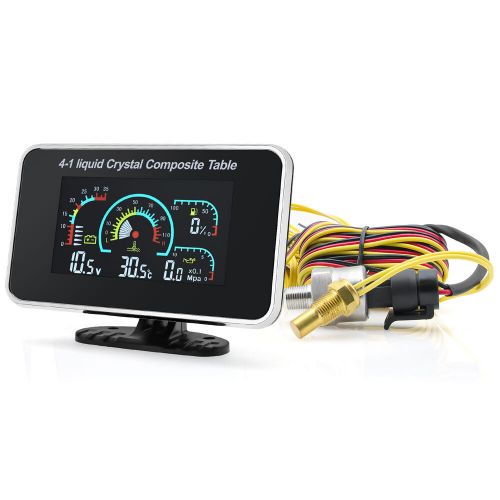 4 in 1 LCD Car Digital Gauge Voltmeter Oil Pressure Fuel Level Water Temp 12-24V, US $26.89, image 7