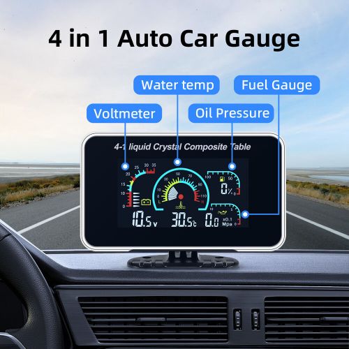 4 in 1 LCD Car Digital Gauge Voltmeter Oil Pressure Fuel Level Water Temp 12-24V, US $26.89, image 10