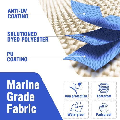 3 Bow Bimini Top Boat Cover with Rear Support, Blue, 6'L x 46"H x 79"-84"W, US $205.00, image 2