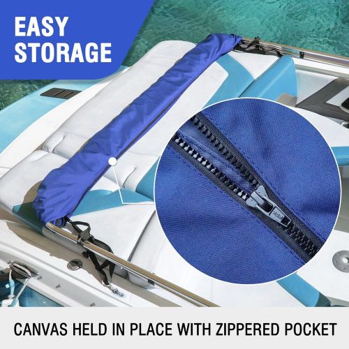 3 Bow Bimini Top Boat Cover with Rear Support, Blue, 6'L x 46"H x 79"-84"W, US $205.00, image 3