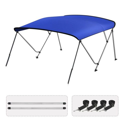 3 Bow Bimini Top Boat Cover with Rear Support, Blue, 6'L x 46"H x 79"-84"W, US $205.00, image 6