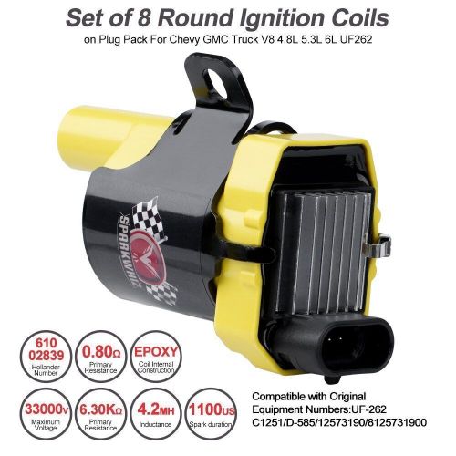 Ignition coil &amp; spark plug wire set uf262 for chevy silverado gmc 4.8l 5.3l 6.0l