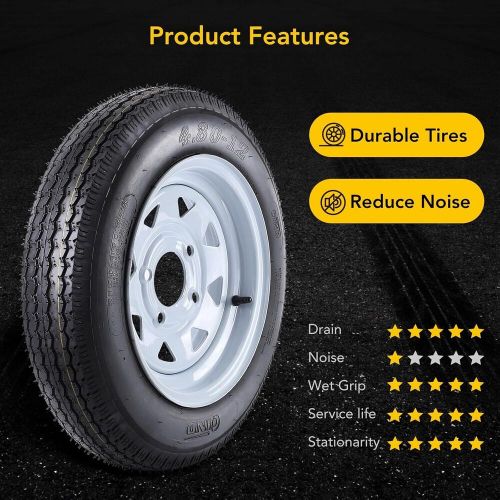 2 Pack 4.80-12 4.80x12 480-12 4.80-12 Trailer Tires with 12'' Rims 4 Lug on 4'', US $103.99, image 2