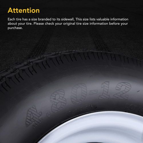 2 Pack 4.80-12 4.80x12 480-12 4.80-12 Trailer Tires with 12'' Rims 4 Lug on 4'', US $103.99, image 4