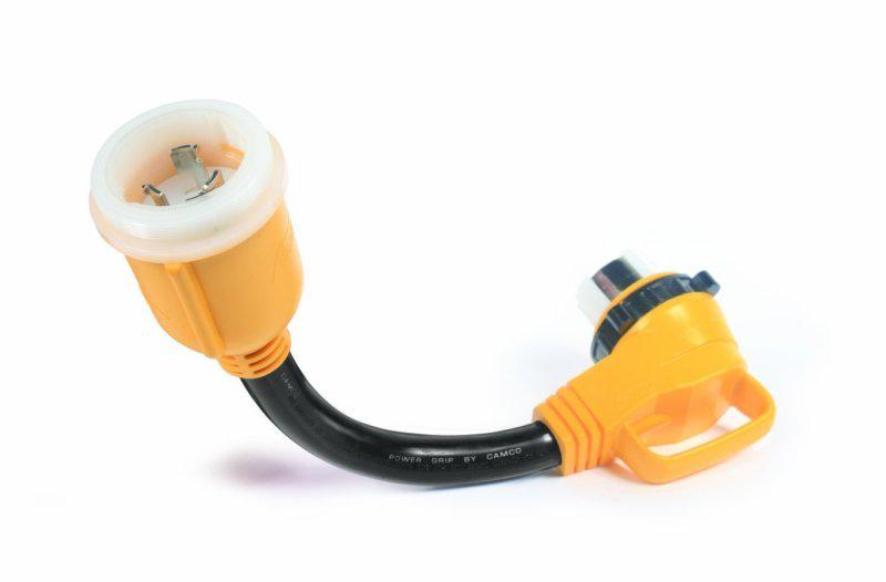 Camco rv 18" 90 degree 50 amp male female power grip locking adapter electrical