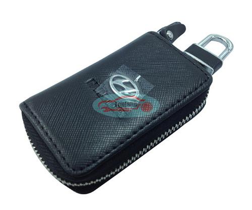 Black leather cover remote key case bag for sonata elantra ix35