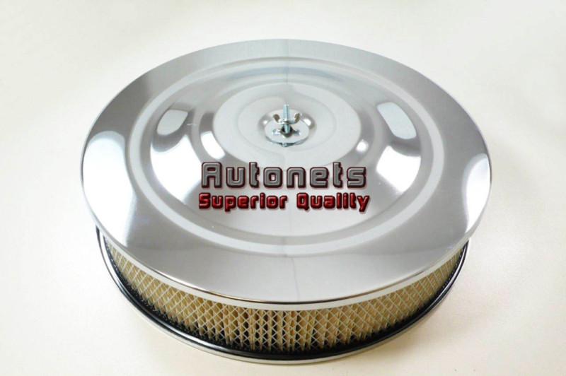 14" round performance style chrome air cleaner street hot rod breather filter