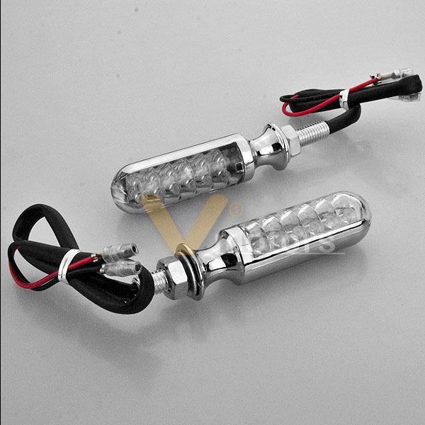 2x chrome 8mm 12 led turn signal mini light for suzuki cruiser bike intruder