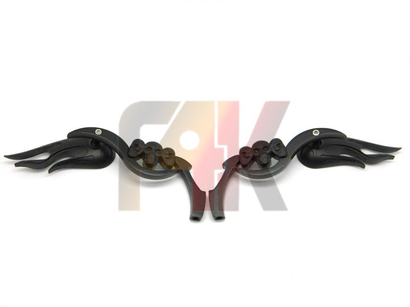 BLACK MOTORCYCLE CRUISER CHOPPER BOBBER CUSTOM FLAME SKULL REARVIEW MINI MIRRORS, US $14.95, image 3
